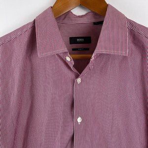 Hugo Boss Black Label Men's Button Down Shirt Maroon 16.5 34/35
